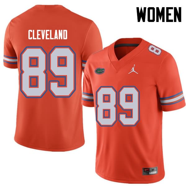 Women's NCAA Florida Gators Tyrie Cleveland #89 Stitched Authentic Jordan Brand Orange College Football Jersey GXM8365VJ